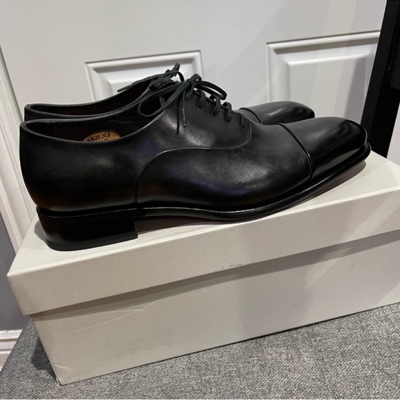 Santoni Dark Gray (Black-looking) laced-up dress shoes Sz 9 - Picture 11 of 16